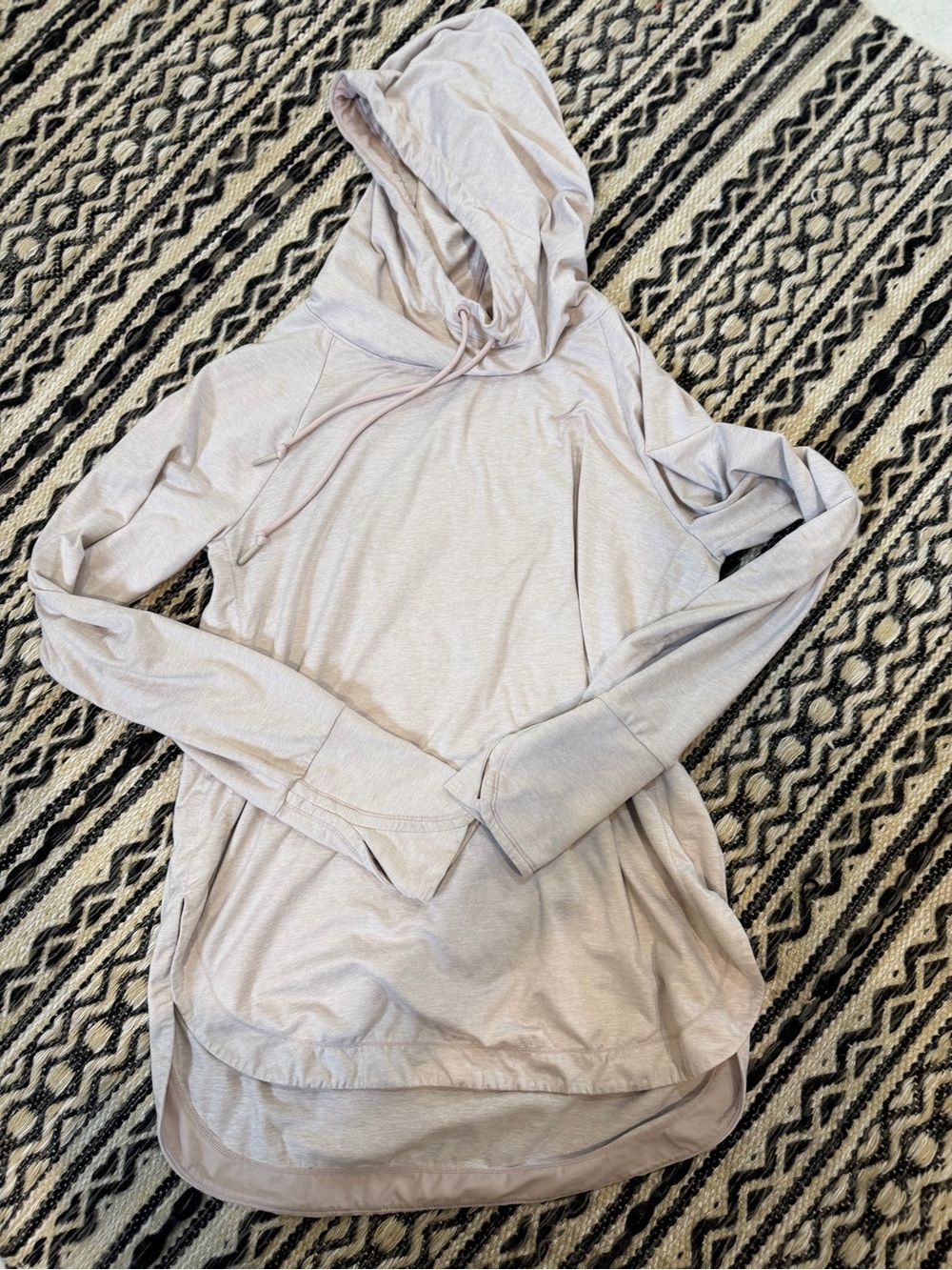 Athleta Light Taupe Hooded Long-Sleeve Pullover